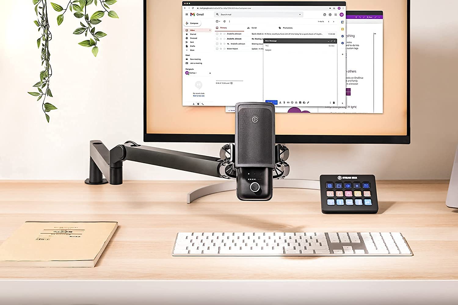 Elgato Wave Mic Arm Low Profile broadcast microphone arm with adjustable joints and sleek design for professional audio setups.