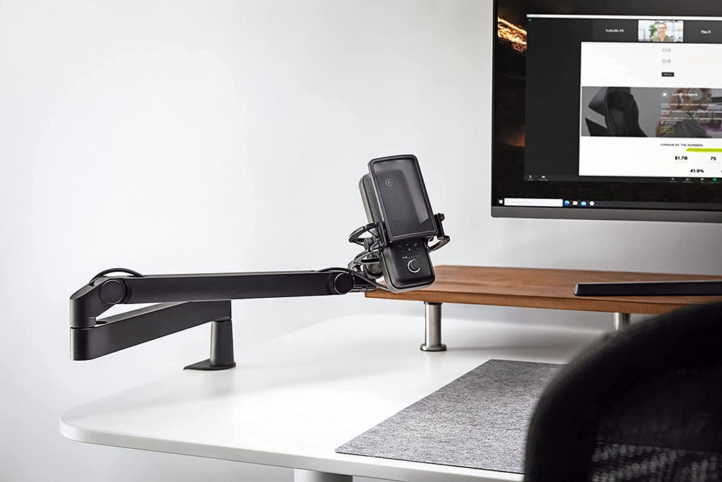 Elgato Wave Mic Arm Low Profile, broadcast microphone arm with sleek design and flexible positioning for streaming and recording.