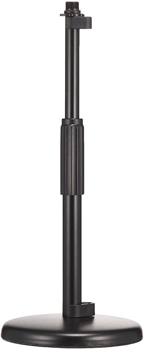 Rode DS1 desktop microphone stand with adjustable arm and clamp, designed for professional audio recording and broadcasting.