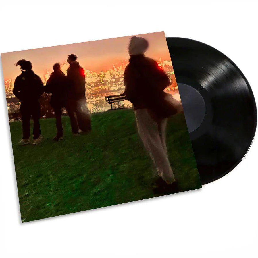 Black vinyl LP of Fred Again.. & Brian Eno's Secret Life electronic album on Text Records, featuring a close-up of the record and cover art.