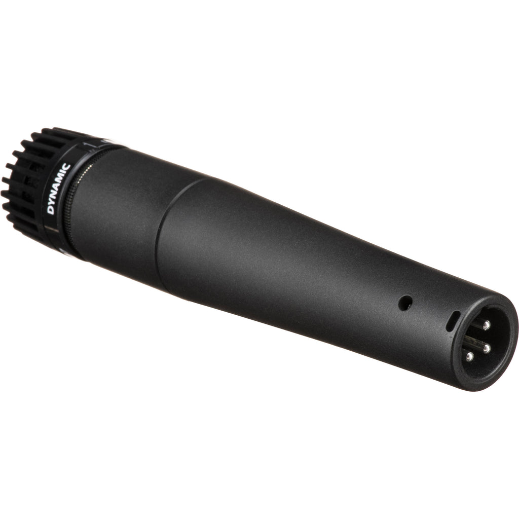 Shure SM57-LCE dynamic microphone with black grille and metal body, ideal for instrument and vocal recording.