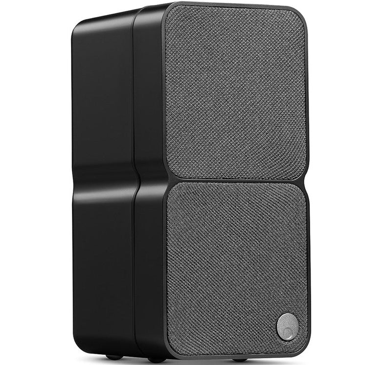 Cambridge Audio MSX 20 bookshelf speakers with sleek black finish and modern design, showcasing front view and speaker grille.