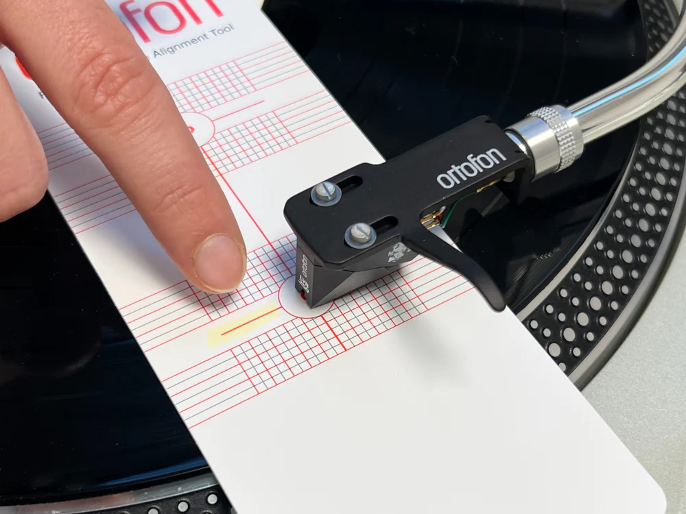 Ortofon Cartridge Alignment Tool for turntable cartridge setup, precision alignment accessory for vinyl record players.