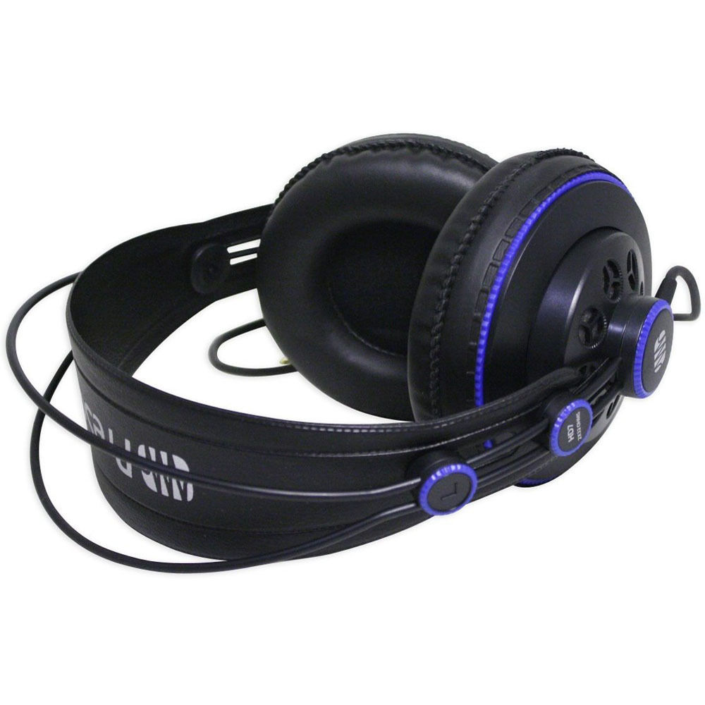 Presonus HD7 studio headphones with over-ear design, black color, and padded ear cups for professional audio monitoring.