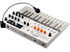 Arturia MicroFreak Vocoder Edition synthesizer with red casing, featuring control knobs, keyboard, and built-in vocoder interface.