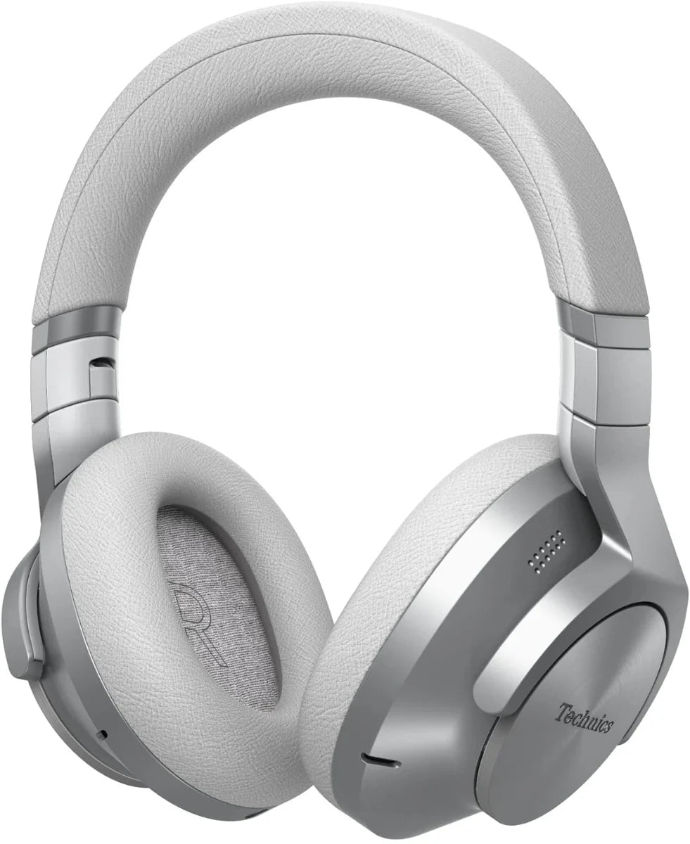 Technics EAH-A800 wireless headphones with sleek design, over-ear fit, and padded ear cushions for comfortable listening.