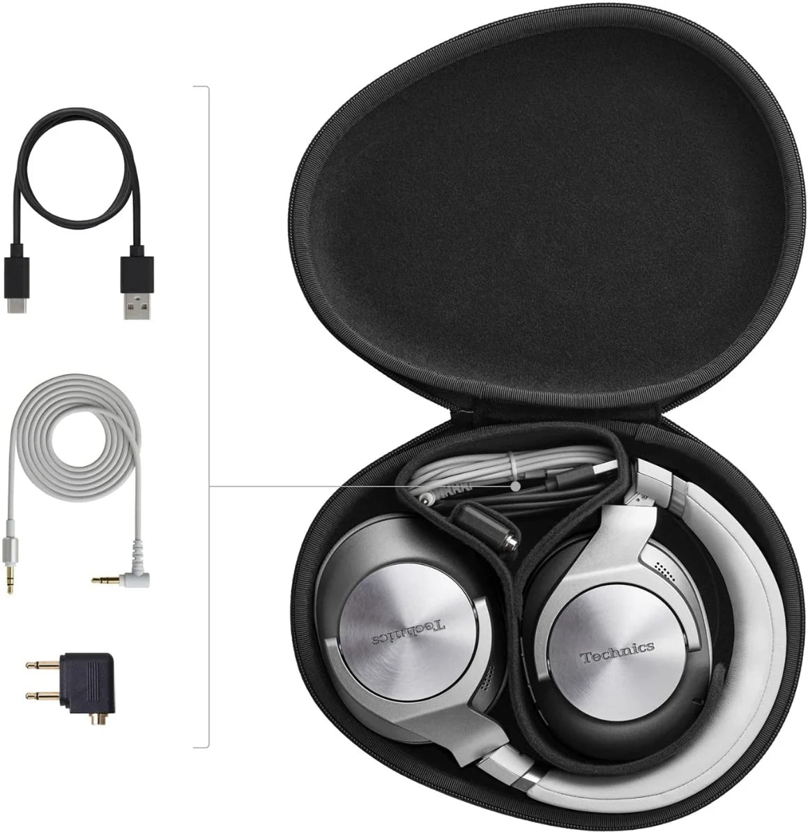 Technics EAH-A800 wireless headphones with sleek black design and over-ear comfort, featuring padded ear cups and adjustable headband.