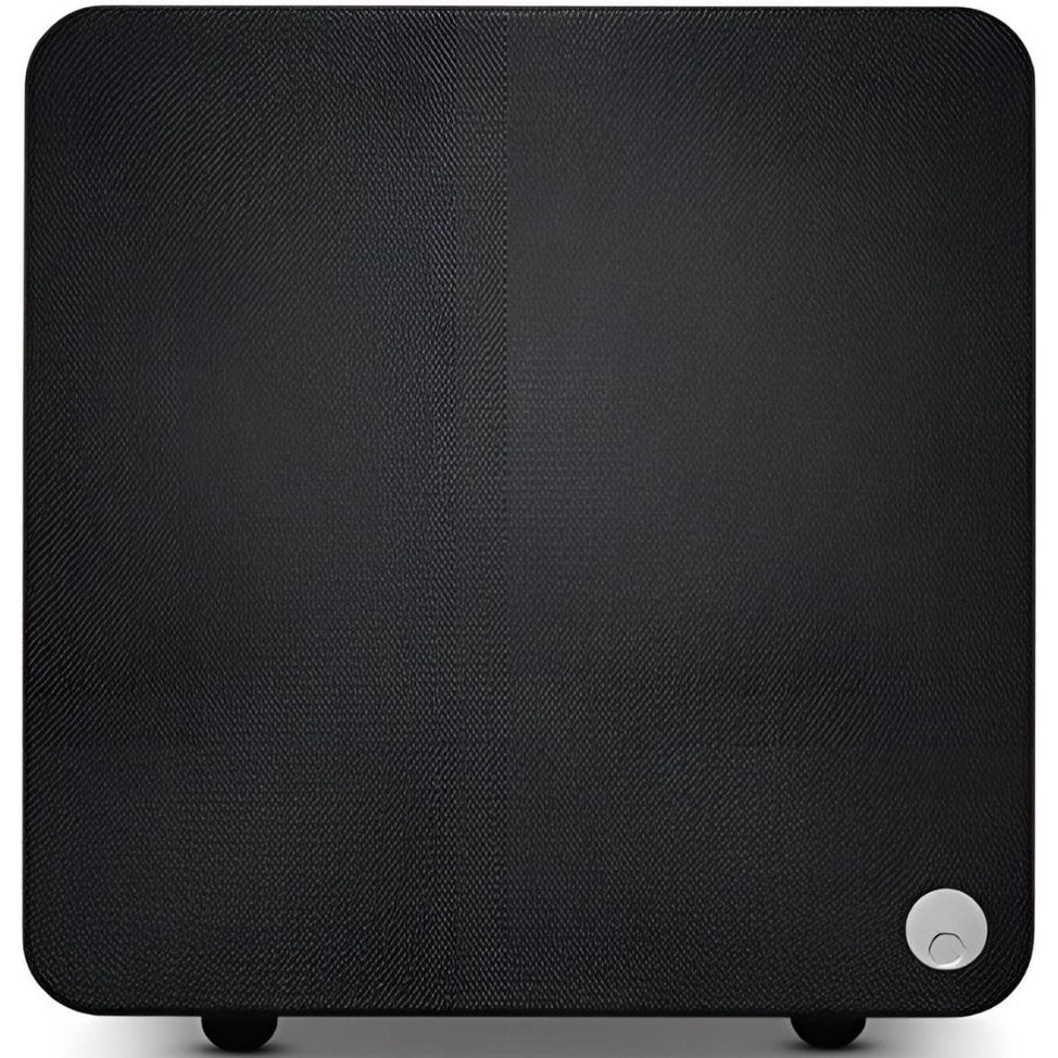 Cambridge Audio MSX Sub 200 subwoofer showing a sleek black enclosure with control knobs and ports for enhanced bass.