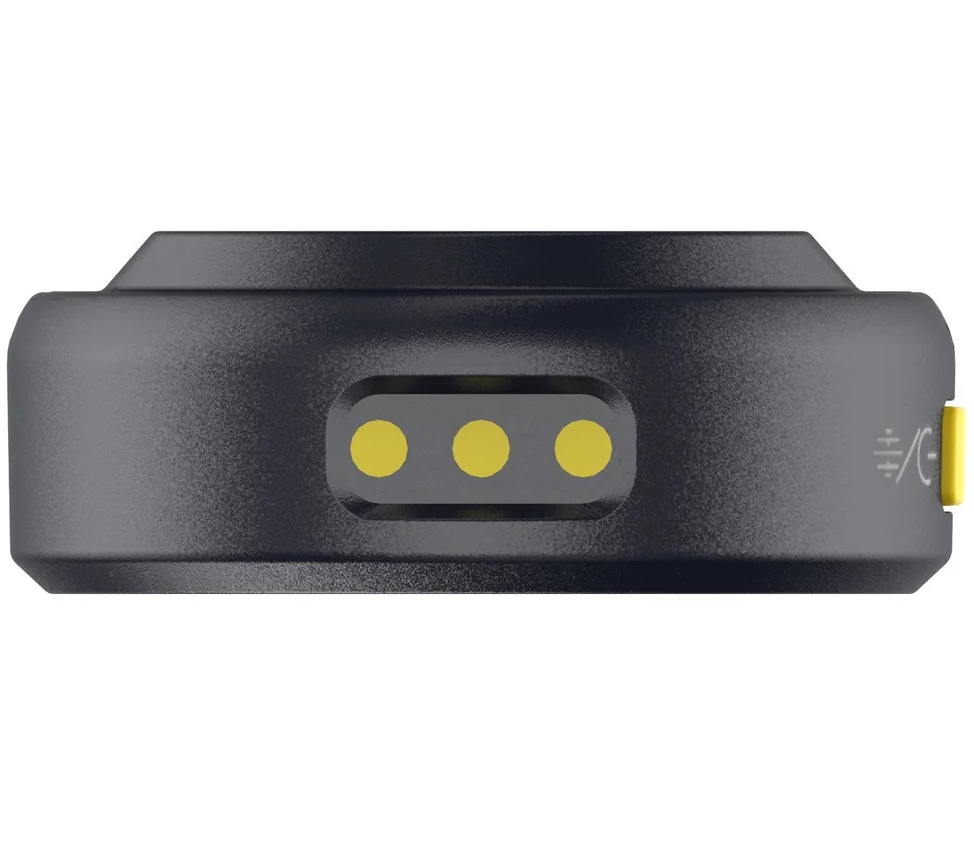 Hollyland Lark M2 wireless microphone transmitter with shine charcoal finish, compact design, and built-in microphone for audio recording.