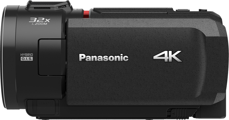 Panasonic HC-VX3 camcorder with lens and grip, showcasing its compact design and control buttons in a close-up view.
