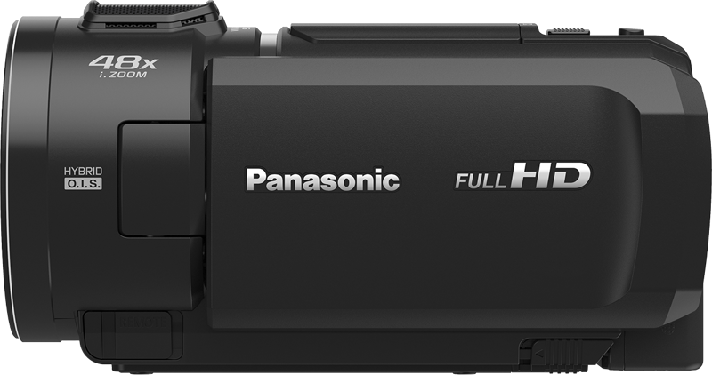 Panasonic HC-V900 camcorder with handheld design, lens, and controls visible in a clear product image.