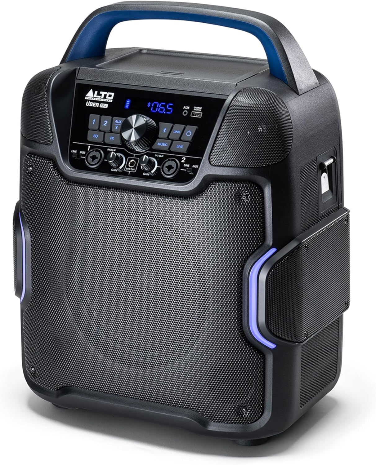Alto Professional Uber FX2 PA speaker system with dual speakers and control panel, designed for live sound reinforcement.