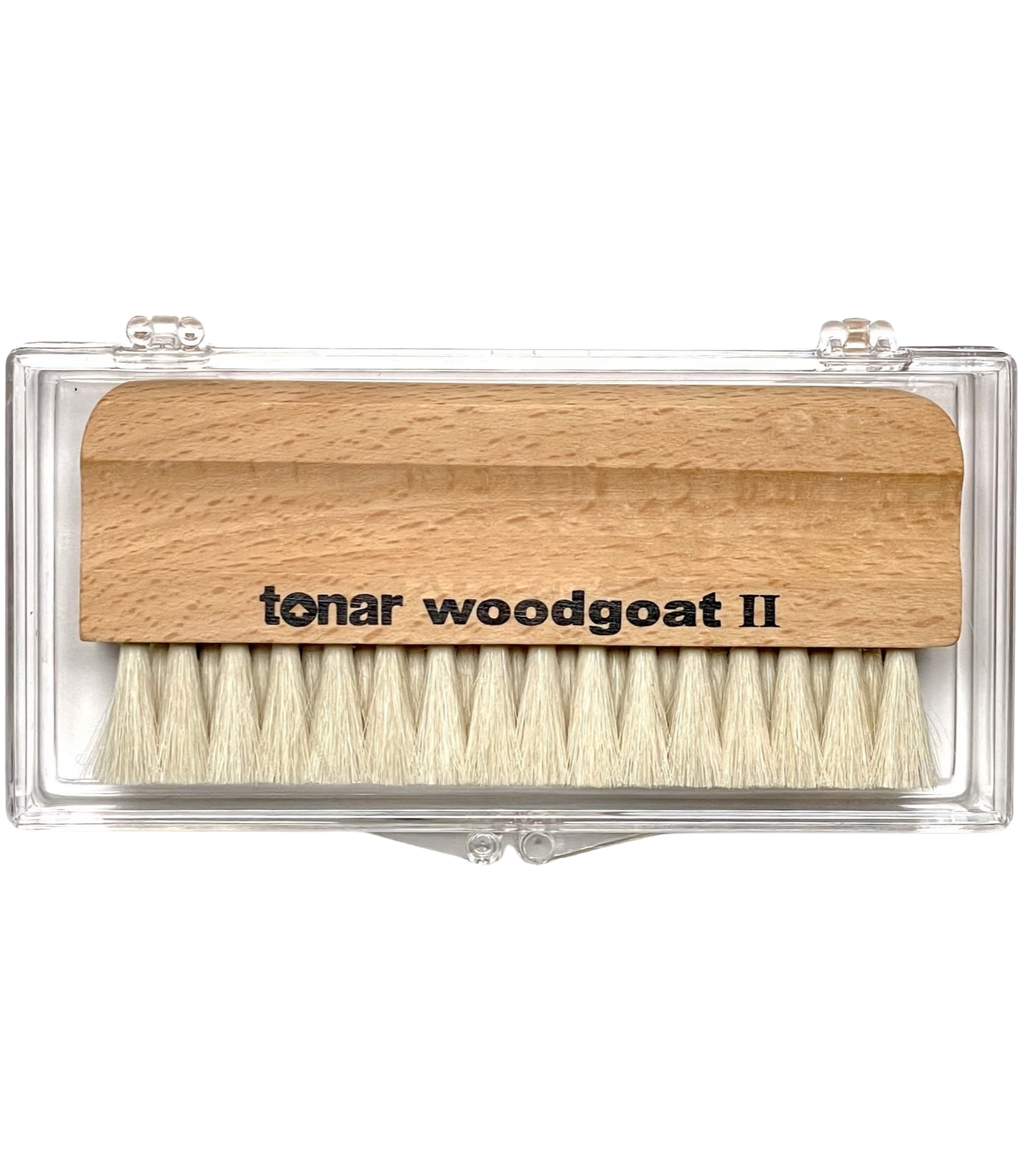 Tonar Woodgoat II record brush by Tonar, a wooden cleaning tool designed for gentle vinyl record cleaning.