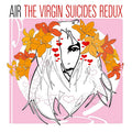 Black vinyl LP of "Air - The Virgin Suicides Redux" electronic album by Warner Music Group, with album cover art visible.