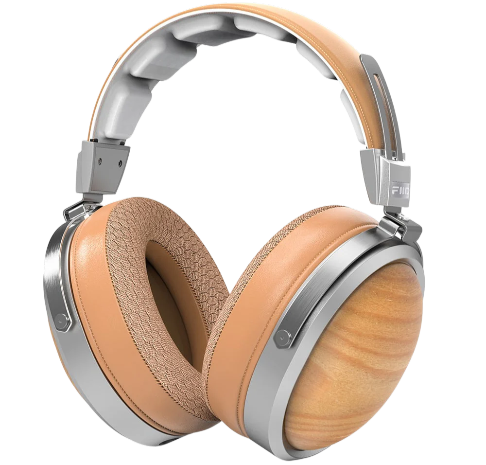 FiiO FT1 wired headphones with black ear cups and inline microphone, designed for high-quality audio listening.
