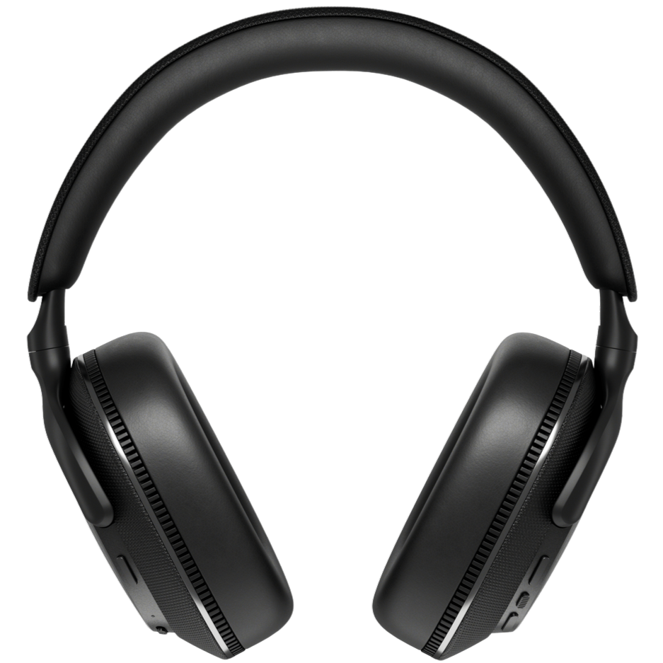 Wireless Bowers & Wilkins Px7 S3 headphones with over-ear design and cushioned ear cups, black color, on a plain background.