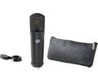 Warm Audio WA-87jr SE condenser microphone in black, showing the compact design and branding on the front.