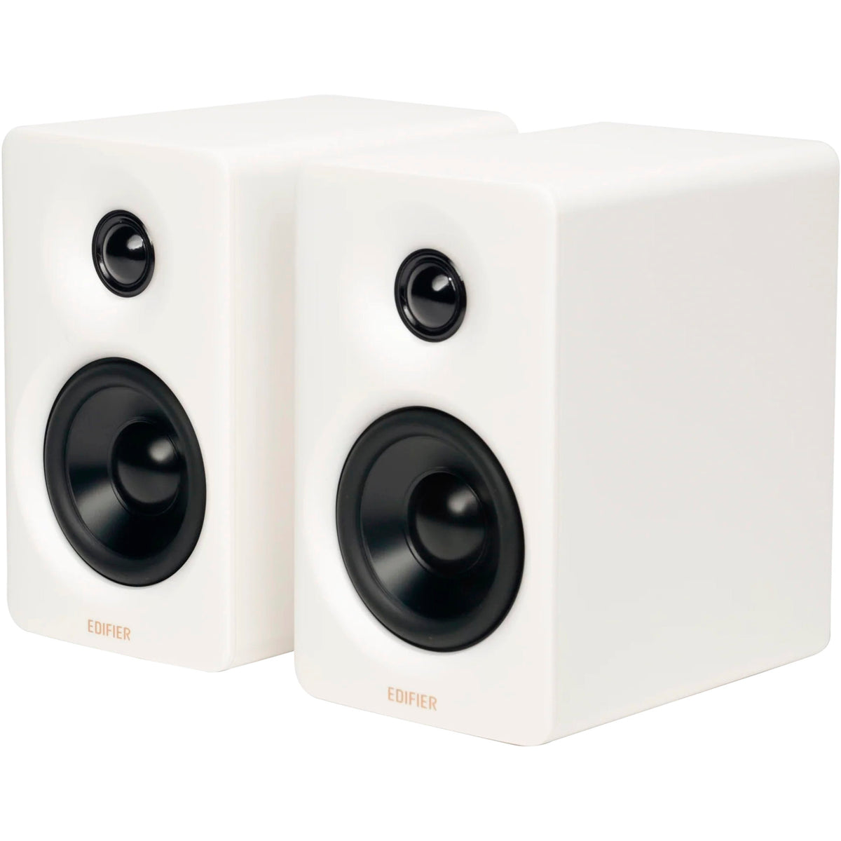 Edifier M60 desktop speakers with black finish, featuring two compact speaker units and a central control panel on a white background.