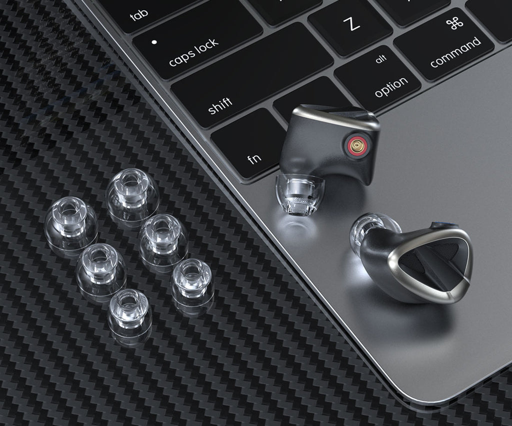 FiiO HS20 headphone earpads showing soft, black cushioned material designed for comfortable fit and noise isolation.
