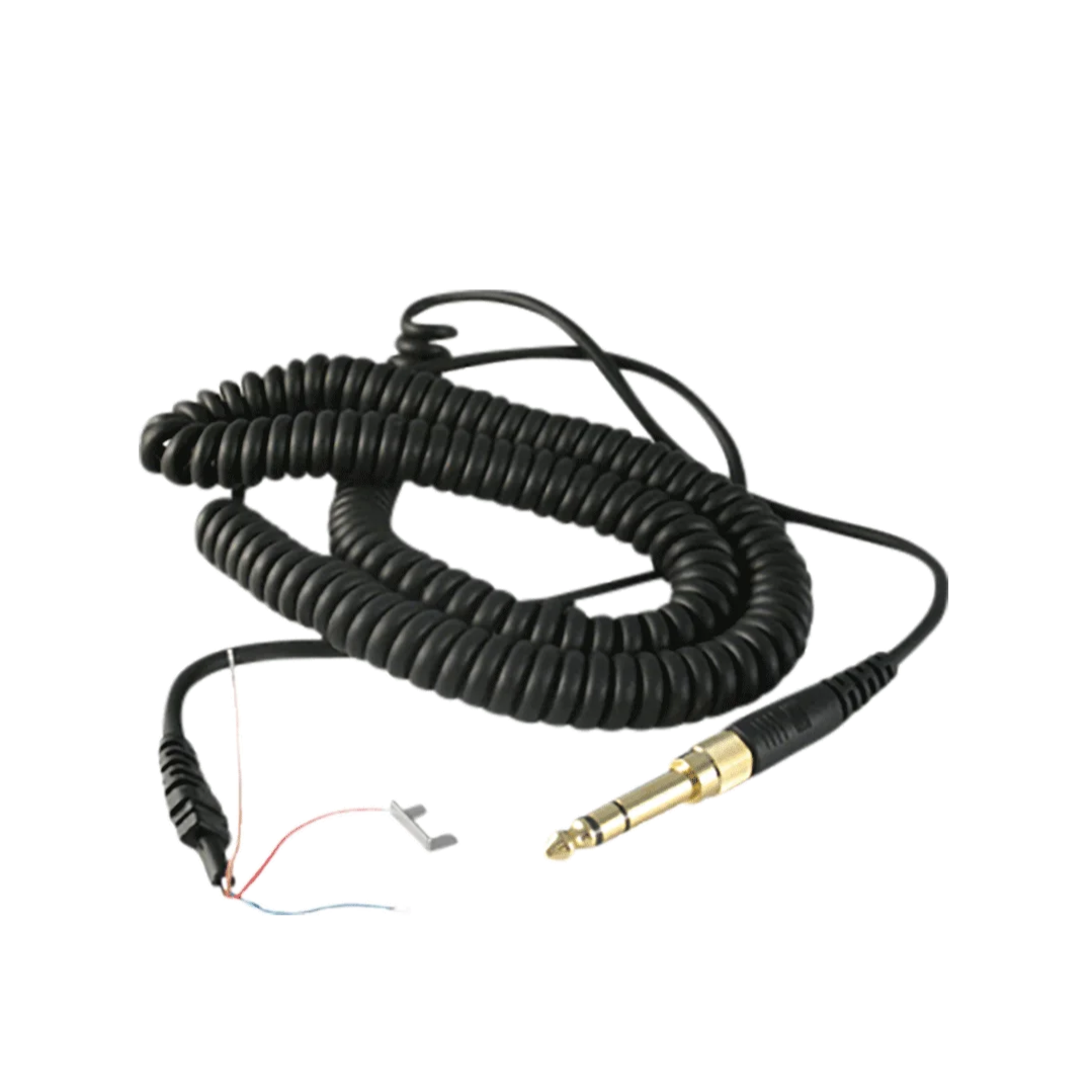 Beyerdynamic 973779 coiled connecting cord for headphones, flexible audio cable with transparent insulation for high-quality sound.