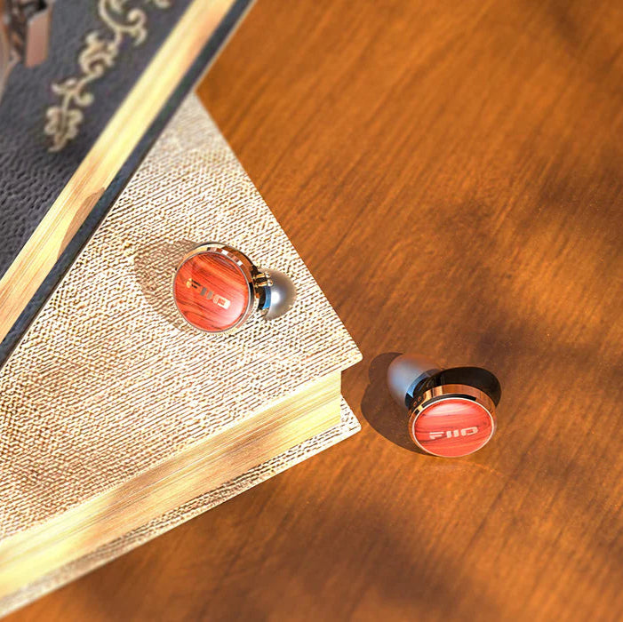 FiiO FP3 in-ear headphones with black earbuds and inline remote, designed for high-quality audio and comfortable fit.