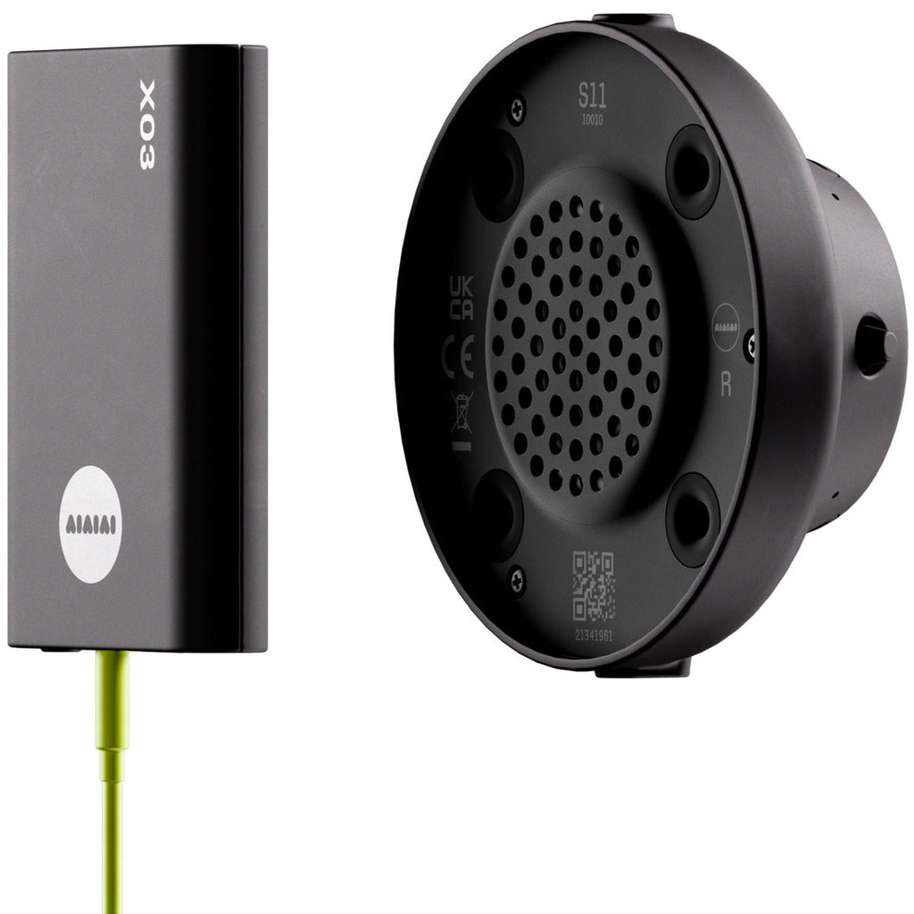 AIAIAI TMA-2 wireless DJ headphones transmitter kit with S11 and X03 modules, shown in a close-up shot.