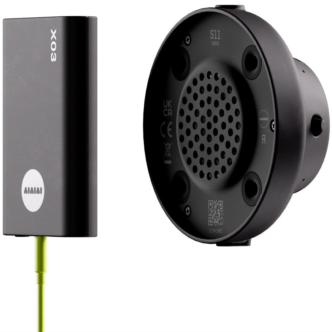 AIAIAI TMA-2 wireless DJ headphones transmitter kit with S11 and X03 modules, shown in a close-up shot.