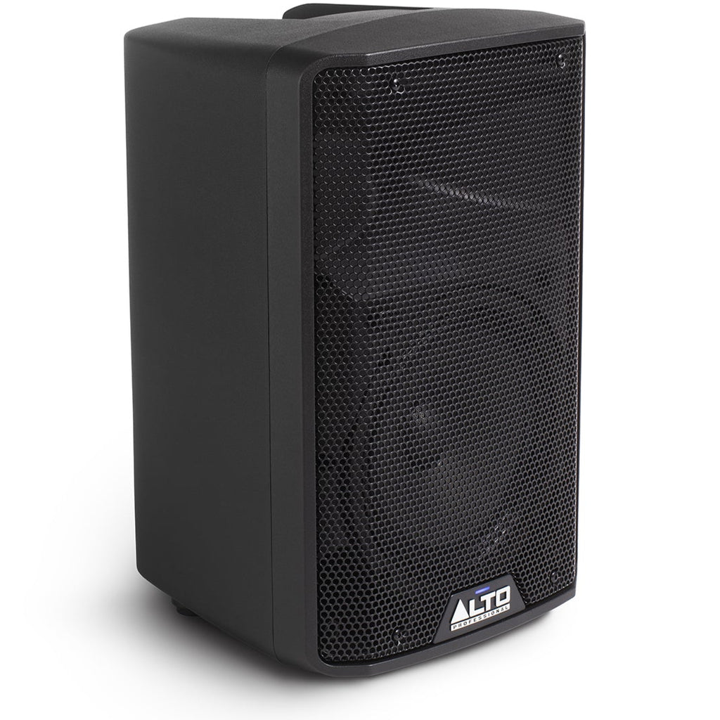Alto Professional TX408 PA speaker with rugged black enclosure and control panel, designed for portable sound systems.