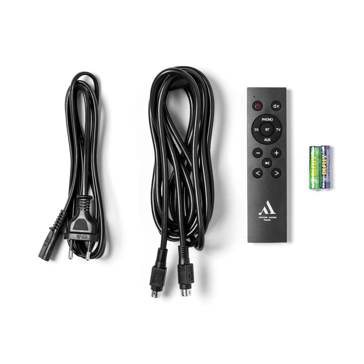 Argon Audio Fenris A5 active bookshelf speakers connected with audio cables, showcasing modern design and speaker components.