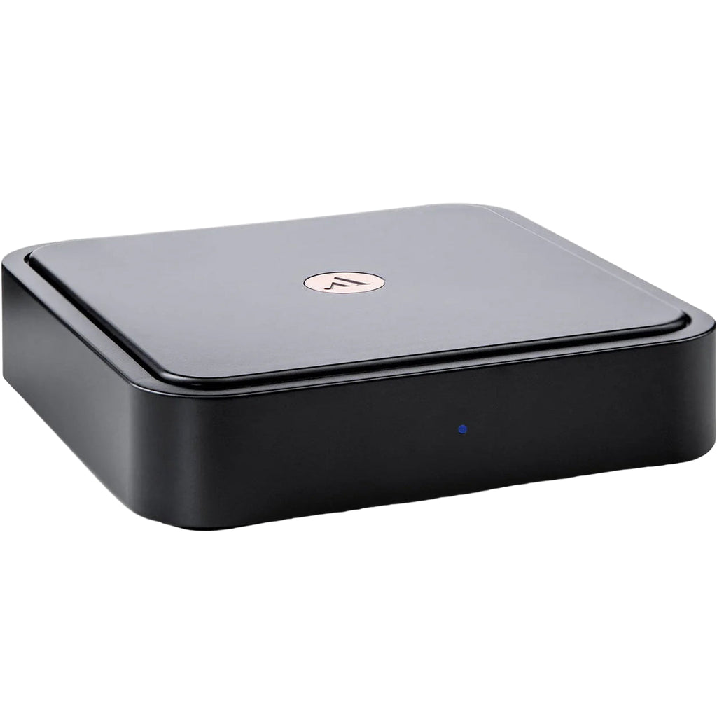 Argon Audio Solo music streamer in black, showing front view with control buttons and sleek design for high-quality audio streaming.