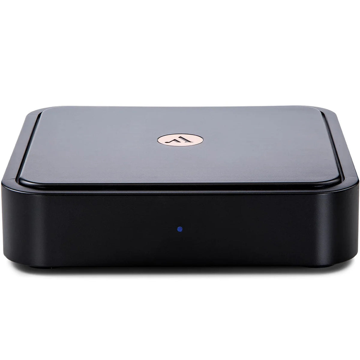 Argon Audio Solo music streamer in black showing front view with control buttons and LED display on a white background.