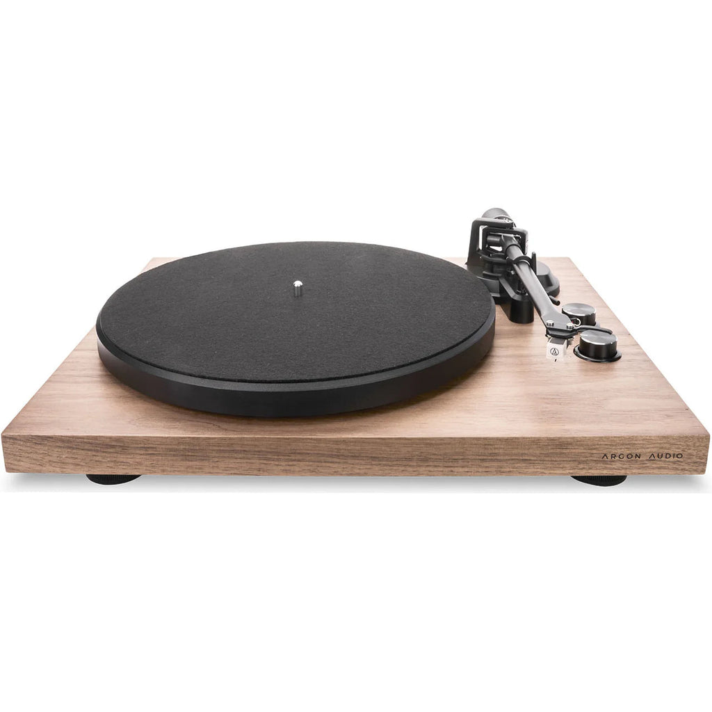 Argon Audio TT MK2 turntable with sleek design, featuring a tonearm and platter for vinyl record playback.