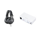 Audio-Technica ATH-M20x home studio headphone bundle with professional over-ear headphones and accessories for music production.