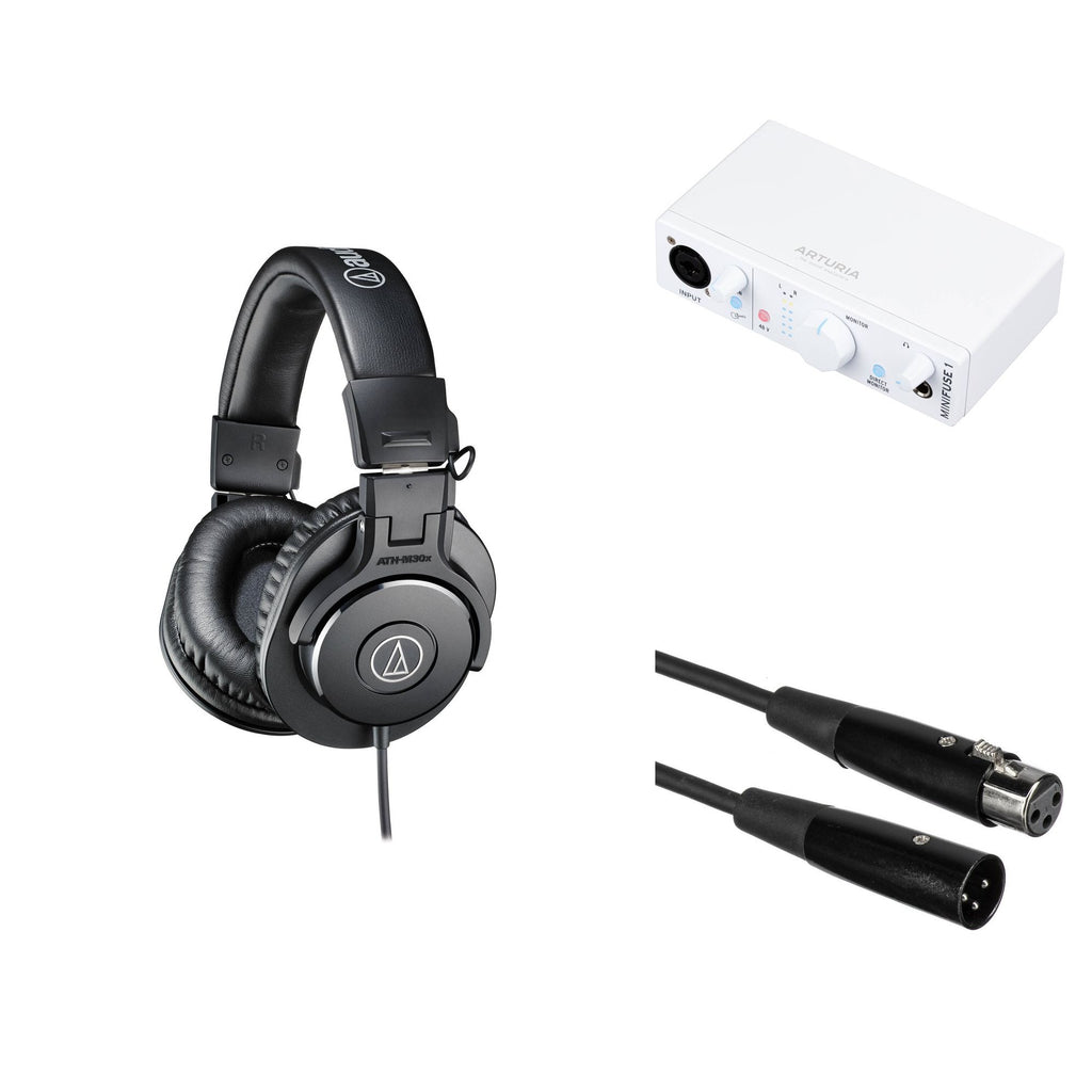 Audio-Technica ATH-M30x studio headphone bundle with over-ear headphones and accessories for home audio monitoring.