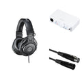 Audio-Technica ATH-M30x studio headphone bundle with over-ear headphones and accessories for home audio monitoring.