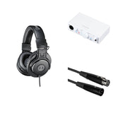 Audio-Technica ATH-M30x home studio headphone bundle with black over-ear headphones and accessories for professional audio monitoring.