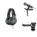 Audio-Technica ATH-M30x Podcaster Set featuring professional headphones and microphone for high-quality audio recording and monitoring.