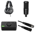 Audio-Technica ATH-M30x recording kit with headphones and accessories, designed for professional audio monitoring and recording.