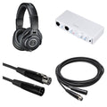 Audio-Technica ATH-M40x home studio headphone bundle with professional over-ear headphones and accessories for audio mixing.