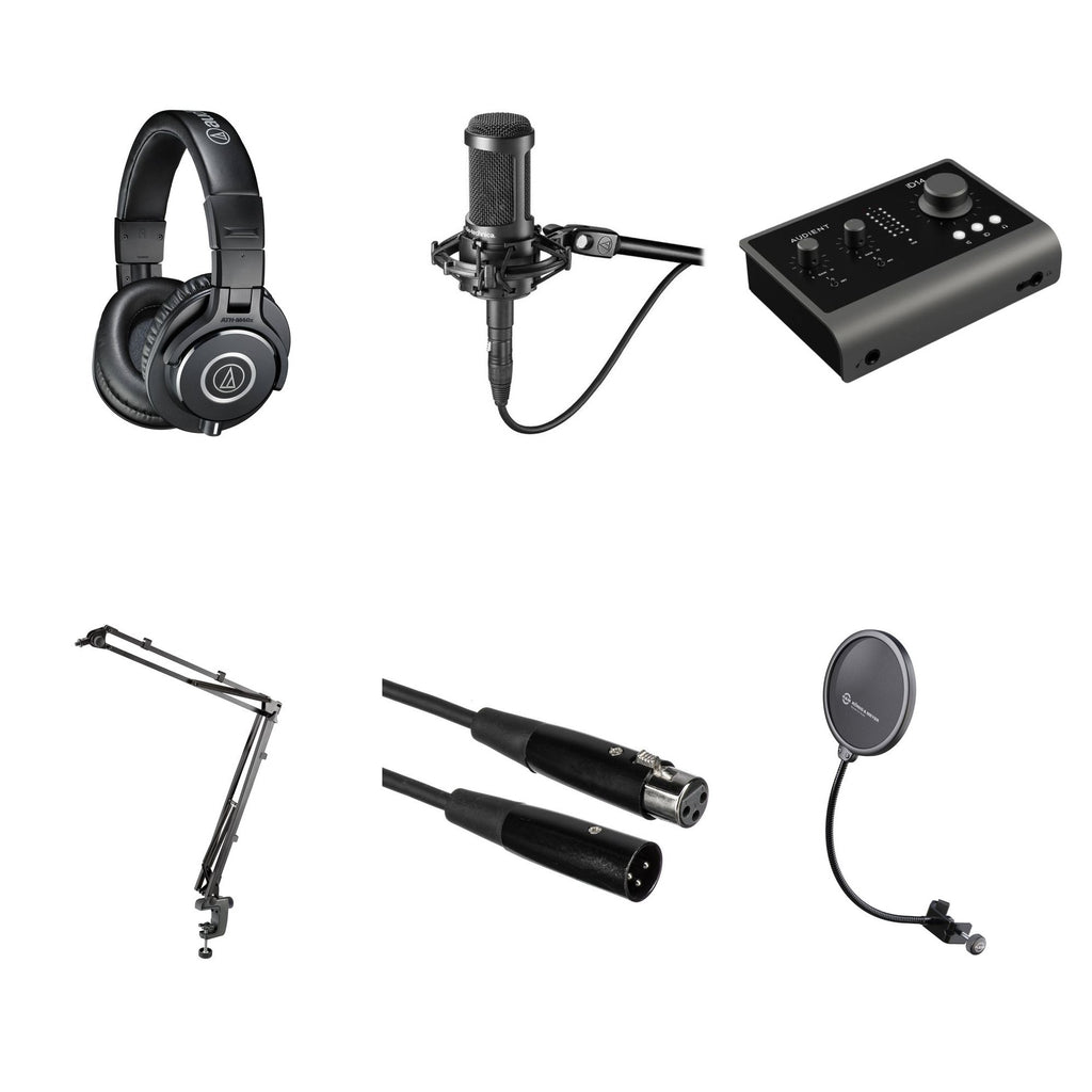 Audio-Technica ATH-M40x studio headphone bundle with headphones and accessories, ideal for professional audio monitoring and recording.