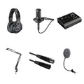 Audio-Technica ATH-M40x studio headphone bundle with headphones and accessories, ideal for professional audio monitoring and recording.