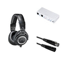 Audio-Technica ATH-M50x home studio headphone bundle with professional over-ear headphones and accessories for studio monitoring