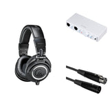 Audio-Technica ATH-M50x home studio headphone bundle with professional over-ear headphones and accessories for studio use