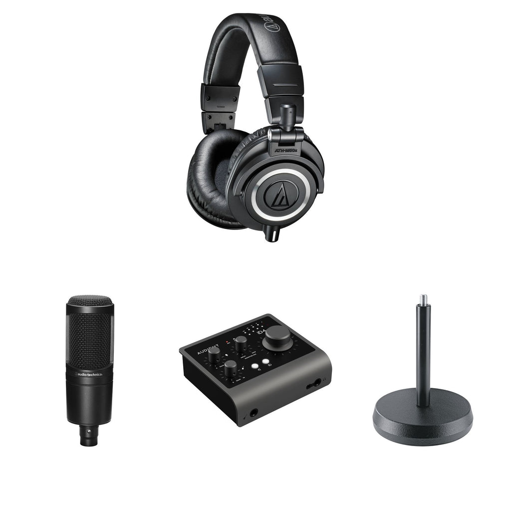 Audio-Technica ATH-M50x Producer Kit with headphones and accessories, professional audio gear for music production and mixing.