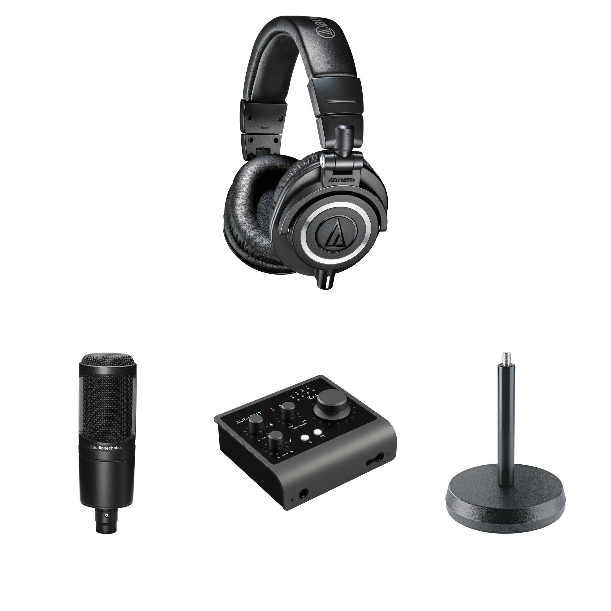 Audio-Technica ATH-M50x Producer Kit featuring professional studio headphones and accessories for music production.