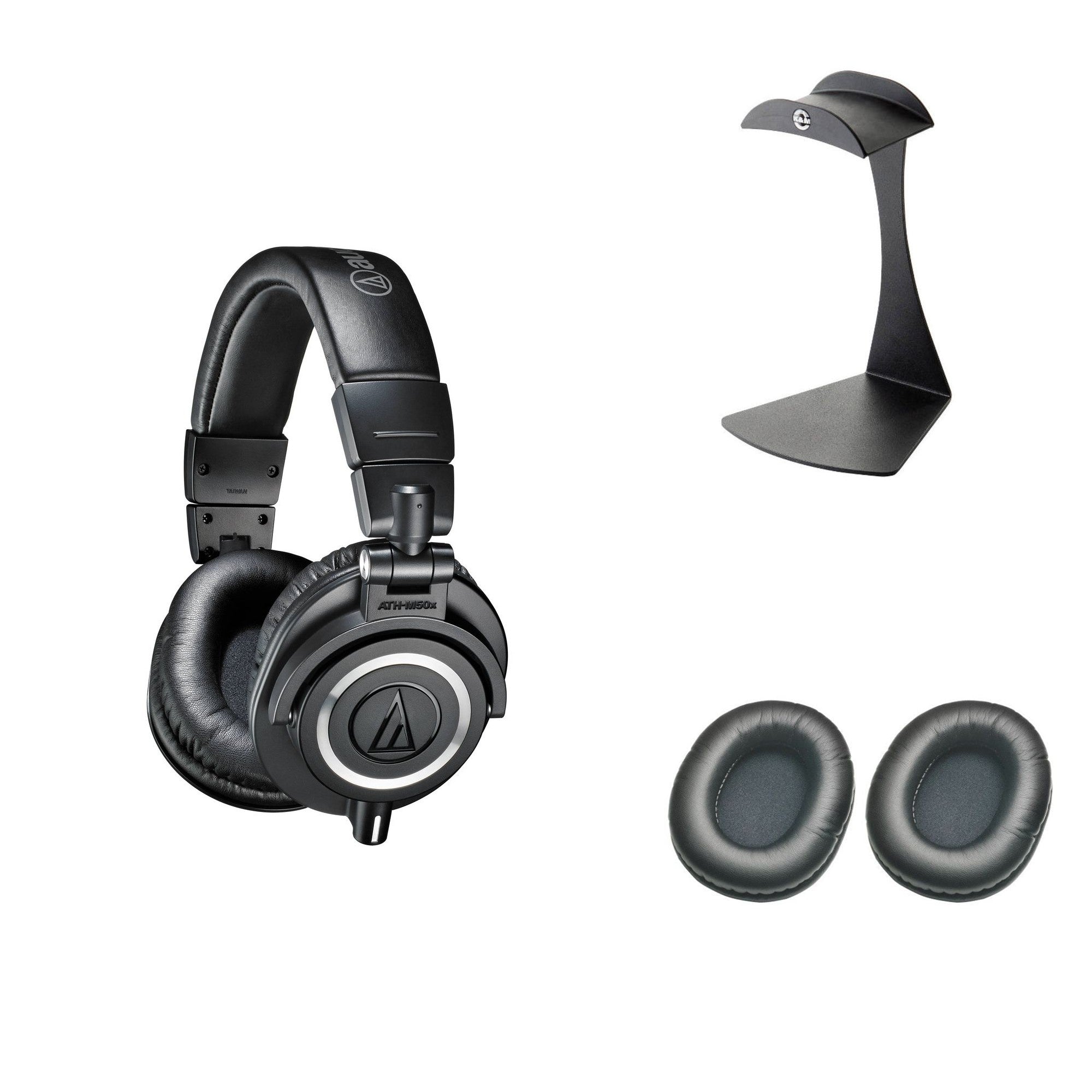Audio-Technica ATH-M50x starter kit featuring professional studio headphones and accessories in the bundle.