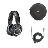 Audio-Technica ATH-M50x travel set featuring professional over-ear headphones and accessories in a compact bundle.