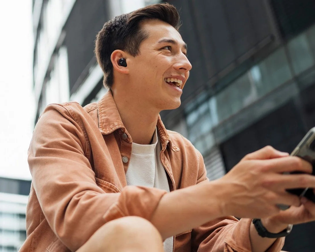Beyerdynamic Amiron 300 wireless in-ear headphones with active noise cancellation and sleek black design.