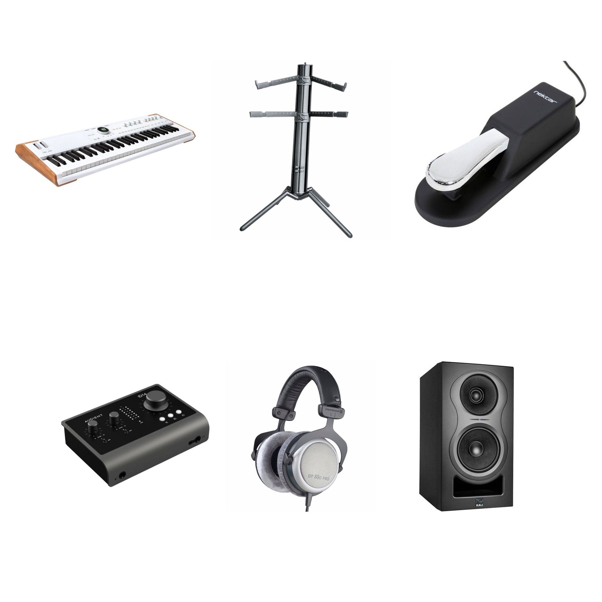 Arturia AstroLab 61 Ultimate Bundle keyboard with MIDI controller, software, and accessories on a white background.