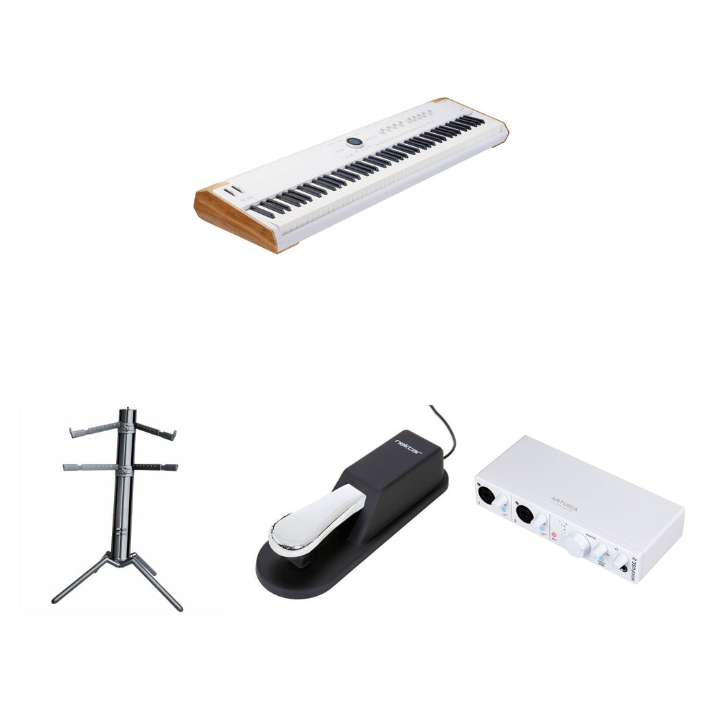 Arturia AstroLab 88 keyboard bundle with MIDI controller, synthesizer, and studio accessories for home music production.